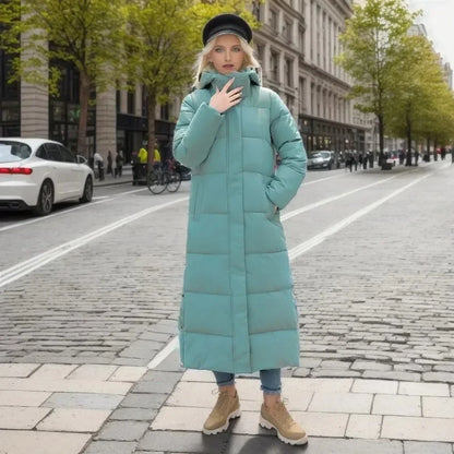 Woven block trend hooded down parkas coat