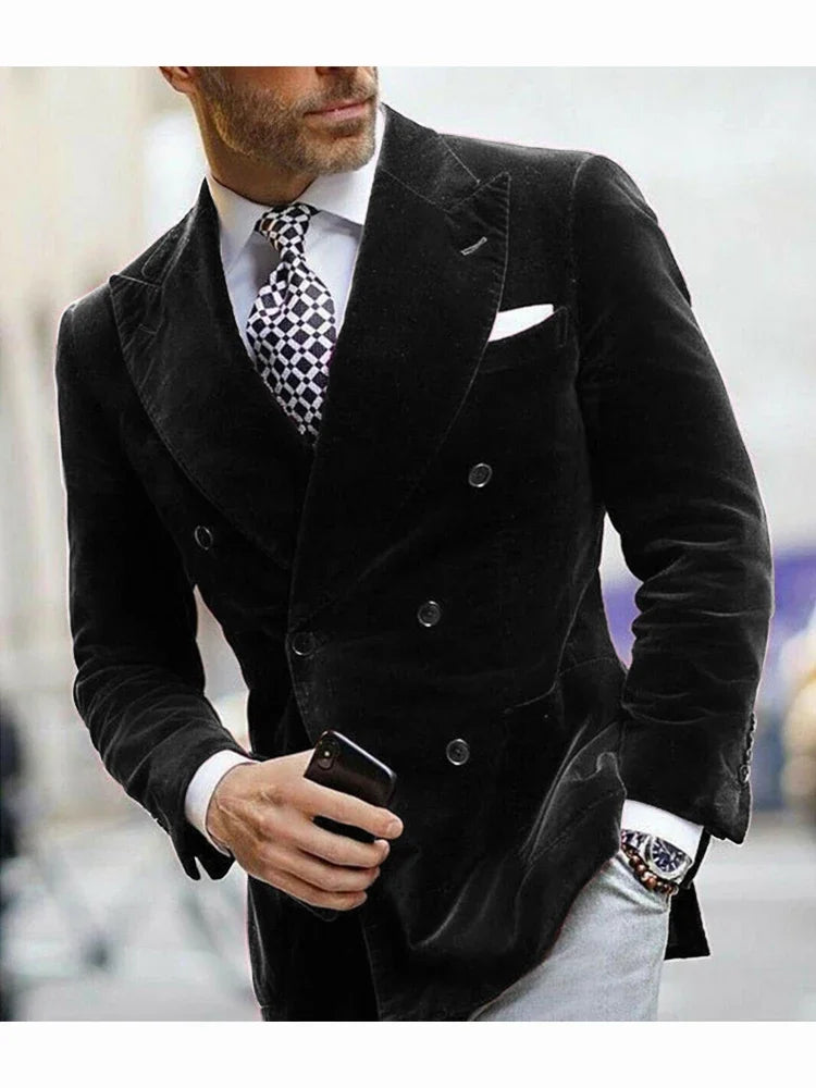 Men's velvet double breasted blazer