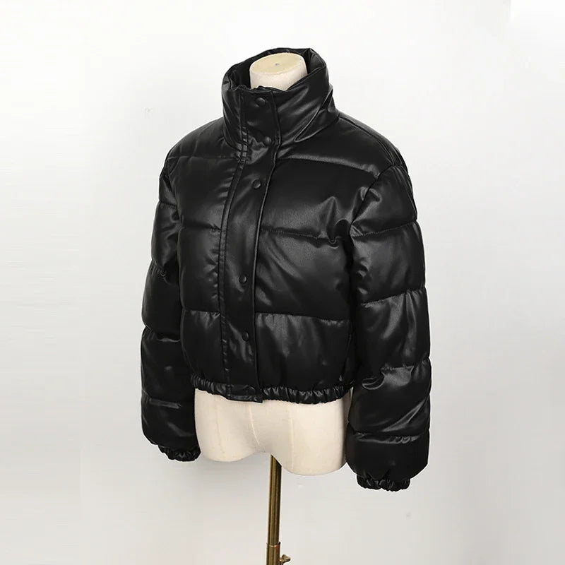Women's elegant zipper faux leather jackets
