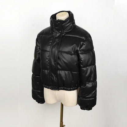 Women's elegant zipper faux leather jackets