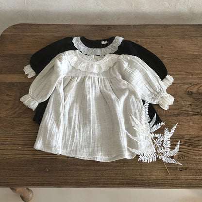 Lace cotton long sleeve princess dress