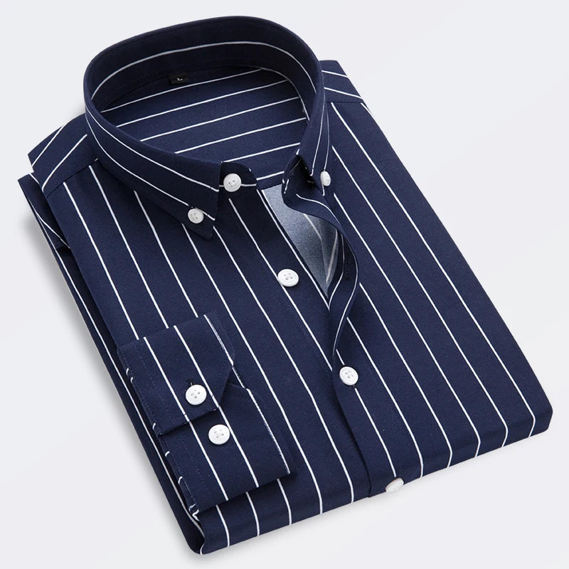 Men's Striped Casual Long Sleeve Slim Fit Shirt
