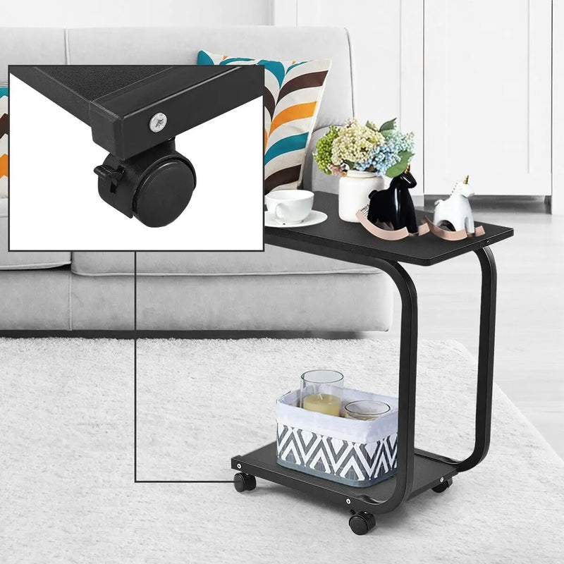 Rolling C-shaped Laptop Side Table