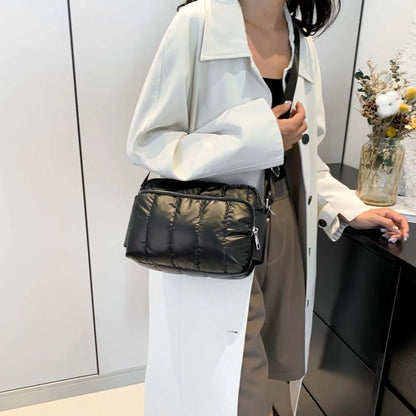 Quilted cotton adjustable strap handbag
