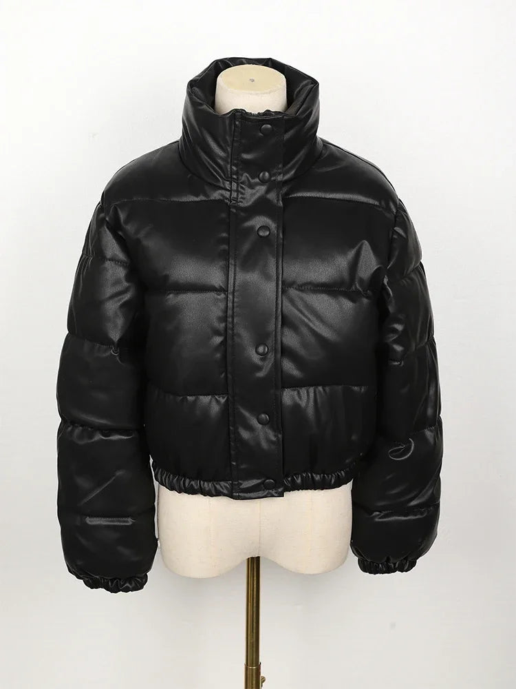 Women's elegant zipper faux leather jackets