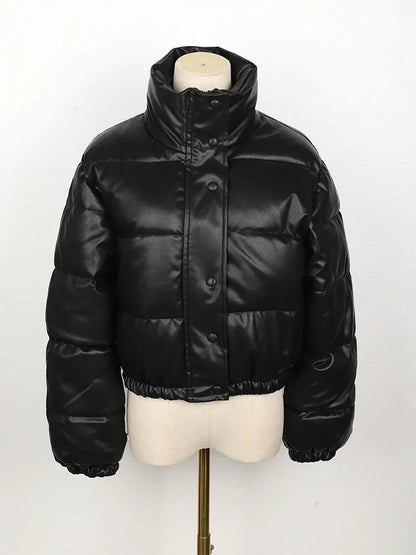 Women's elegant zipper faux leather jackets