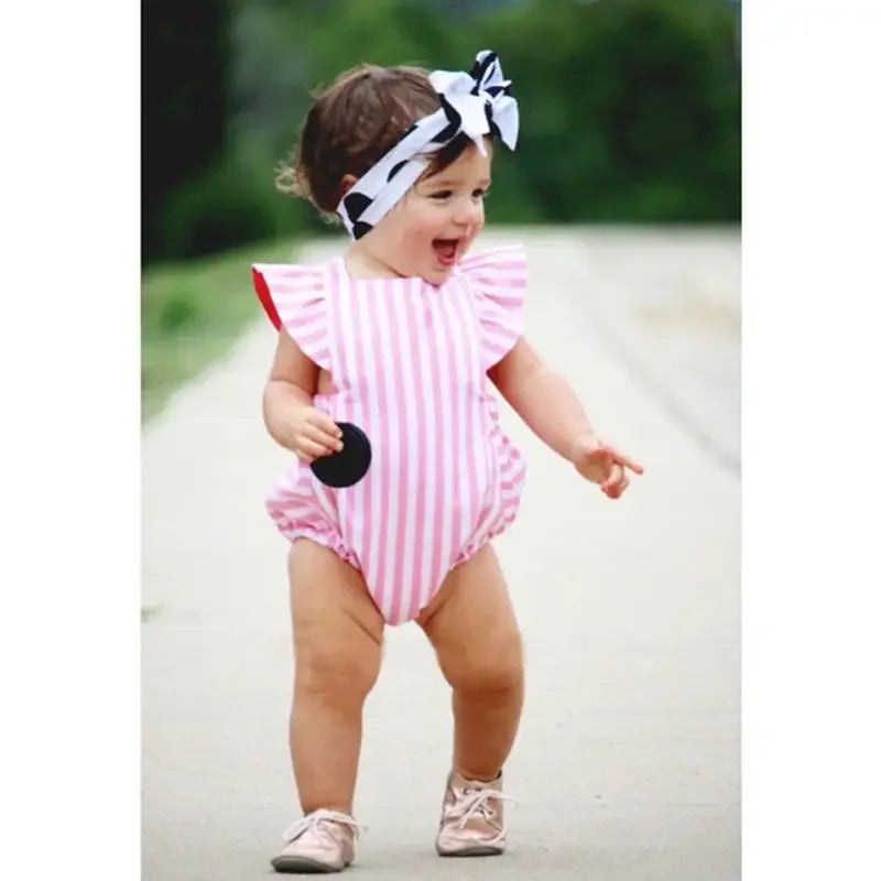 Cute Baby Girl Stiped Romper