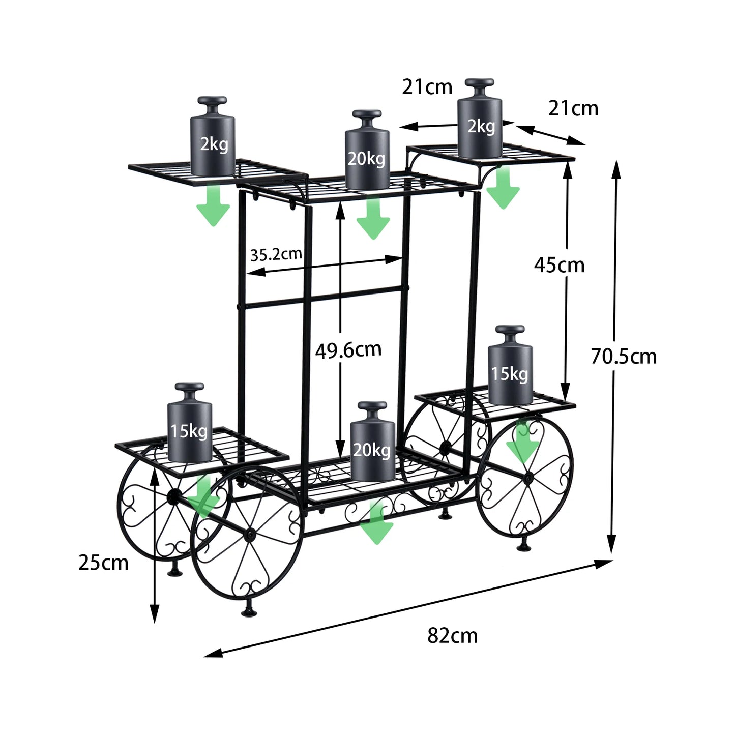 Large metal garden cart plant stand