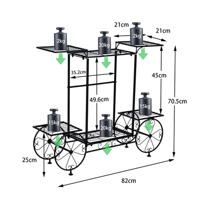 Large metal garden cart plant stand