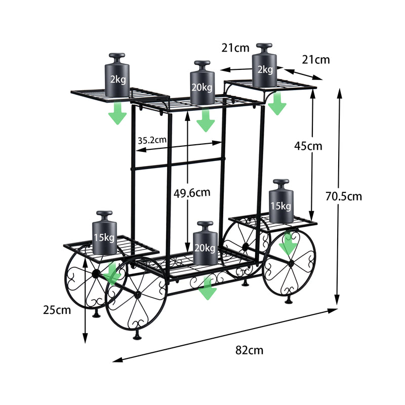 Large Metal Garden Cart Plant Stand