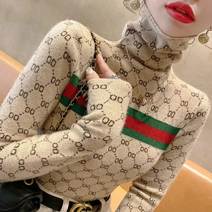 Slim turtleneck commute warm knitted pullover
