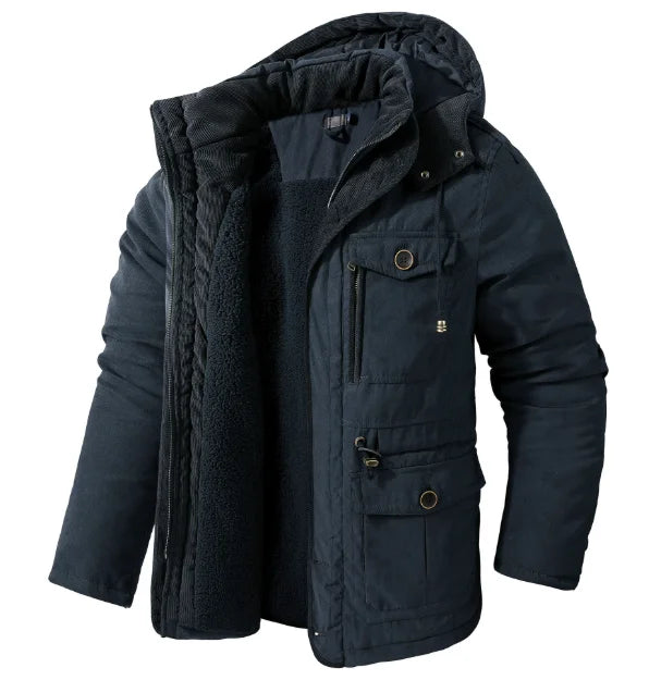 Lamb wool hooded cotton jacket
