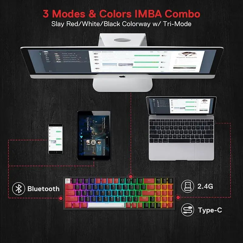 Wireless RGB USB LED Gaming Keyboard