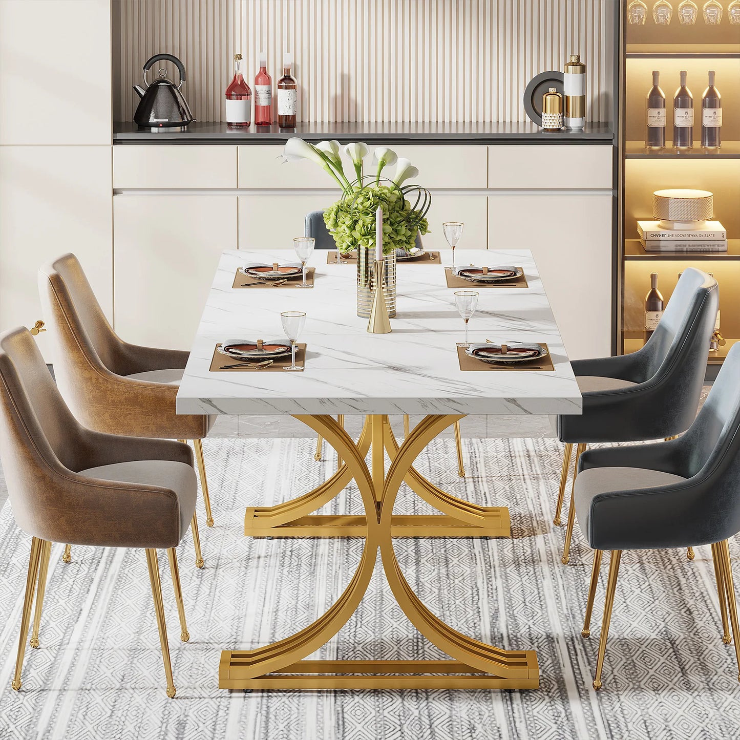 63-inch rectangular dining table