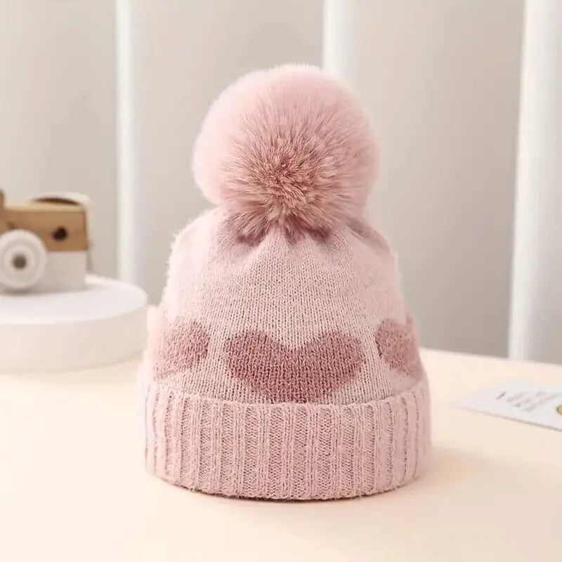 Toddler's Winter Warm Soft Bobble Pom Knitted Hat