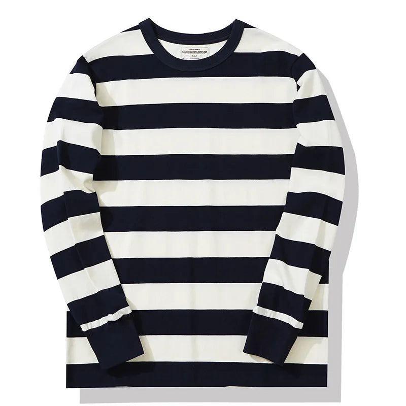 Polyester Vintage Striped Long Sleeve T-Shirt