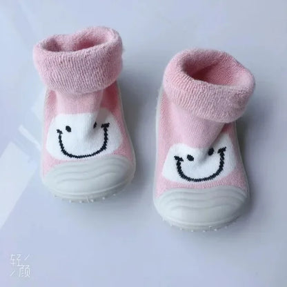 Rubber sole cartoon toddler socks shoes