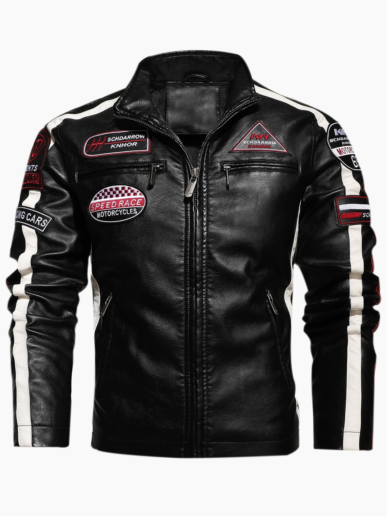 Men's pu leather motorcycle racing jacket