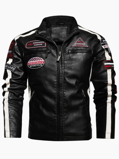 Men's pu leather motorcycle racing jacket