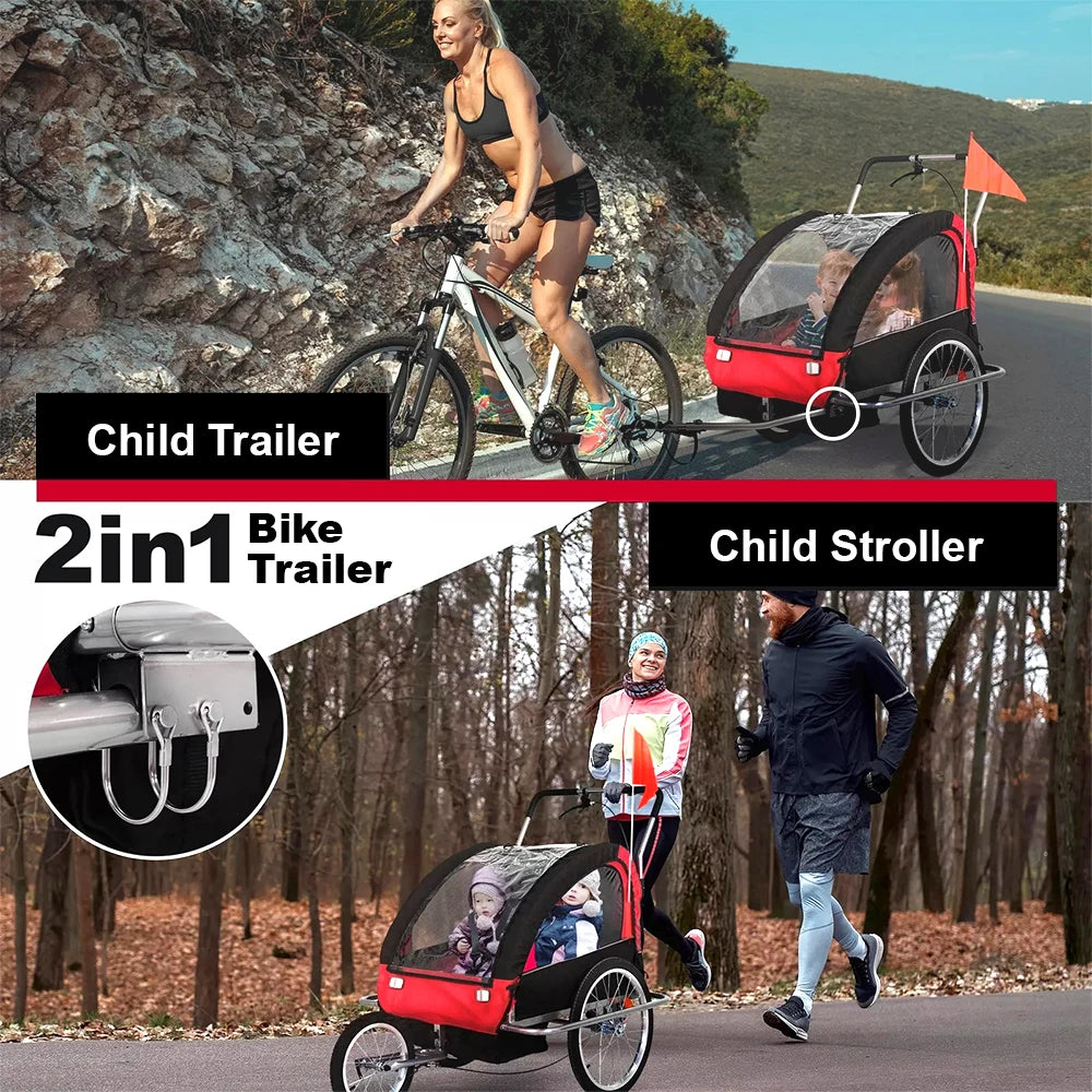 Foldable children's bicycle trailer