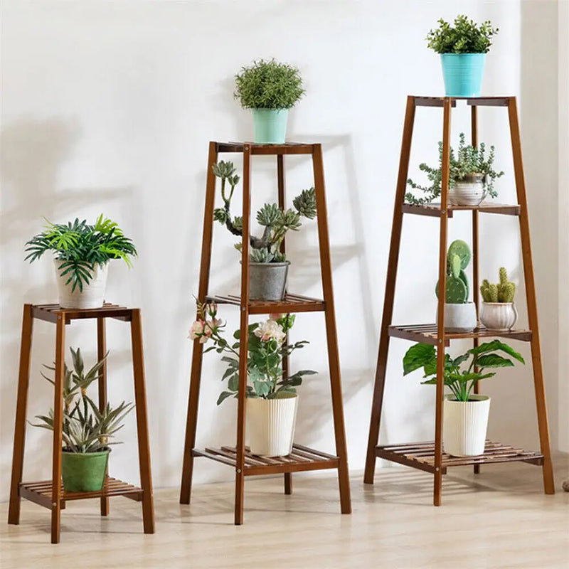 Garden Vintage Tall Plant Stand Bamboo Planter