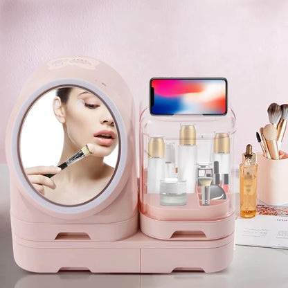 Waterproof makeup organizer case with mirror