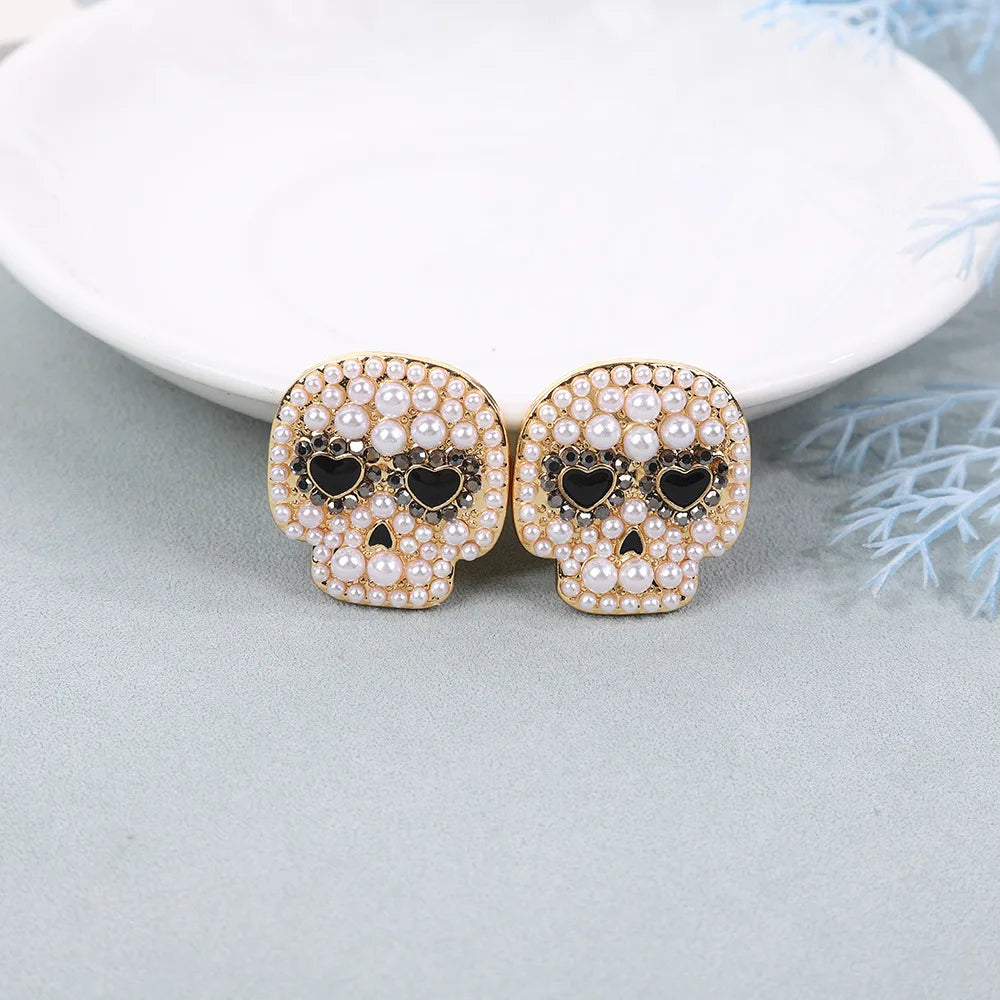 Creative Micro inlaid Pearl Halloween Earrings