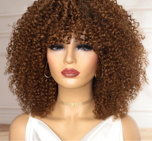 Short human hair afro kinky curly wig