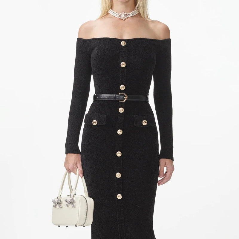 Knitted Single Breasted Corset Dress