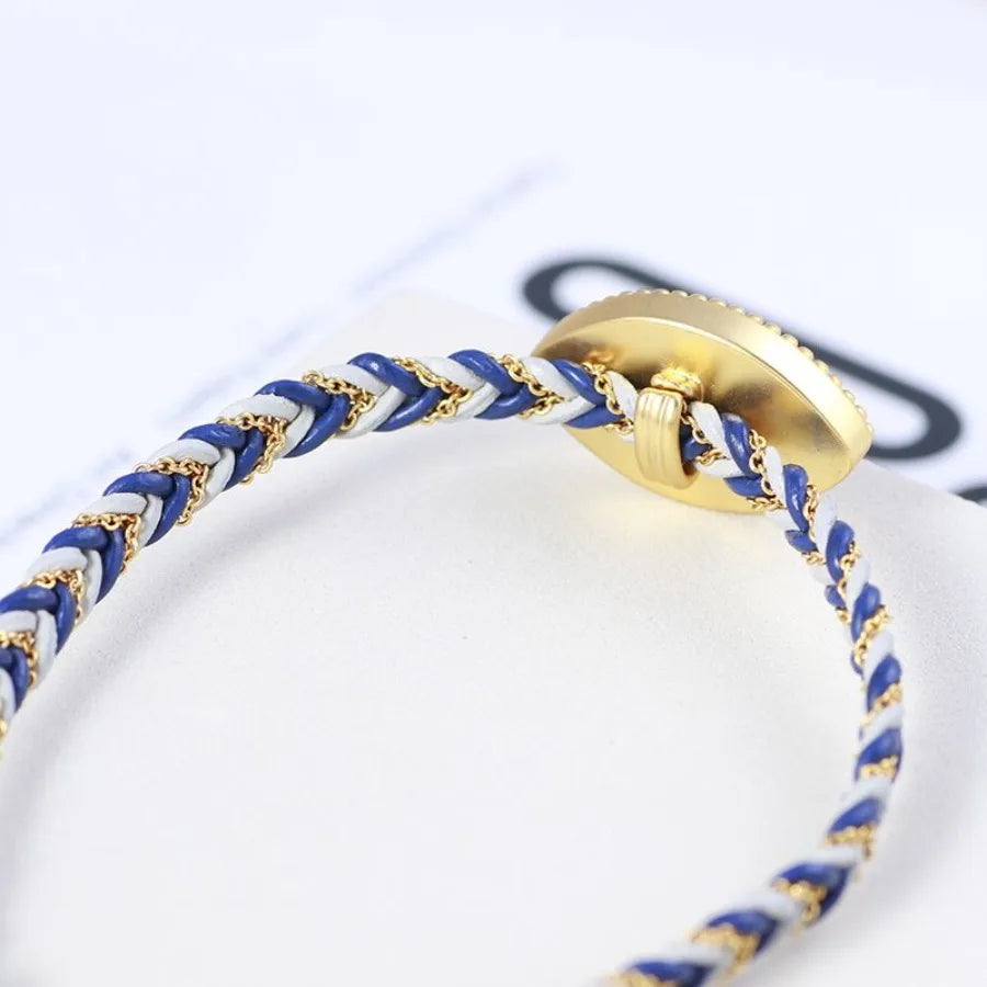 Inlaid Stone Pendant Colorful Braided Bracelet
