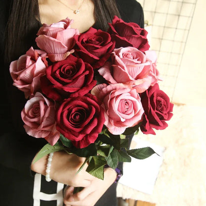 Beautiful silk roses bouquet flowers