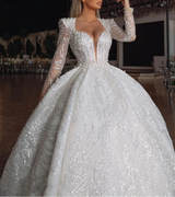 Customized Pearls Sequins Bridal Ball Gowns