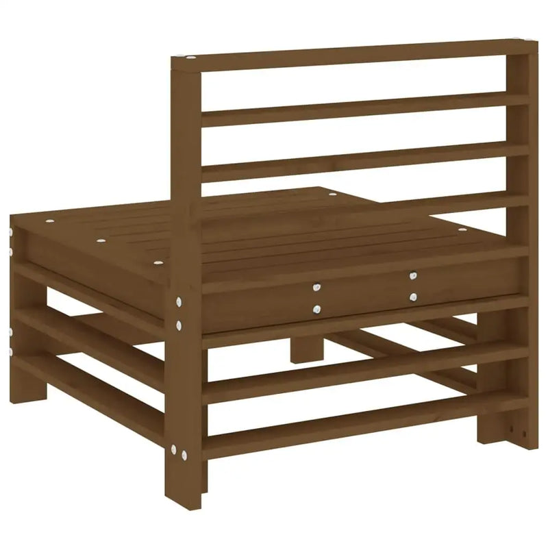 Set of 2 Pine Wood Middle Sofas for Garden