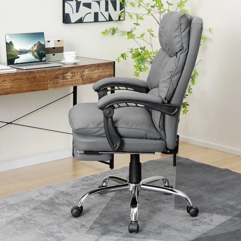 Ergonomic Padded Reclining Chair With Retractable Footrest