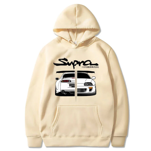 Manga print loose long sleeve hoodie