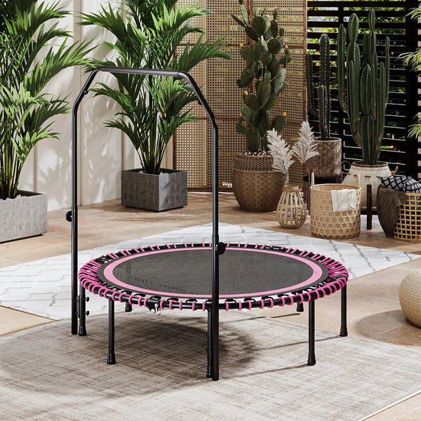 Foldable Round Trampoline with Adjustable U-Handle Bar