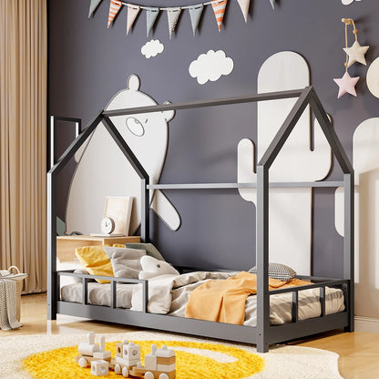 Child’s bed with house frame pine wood