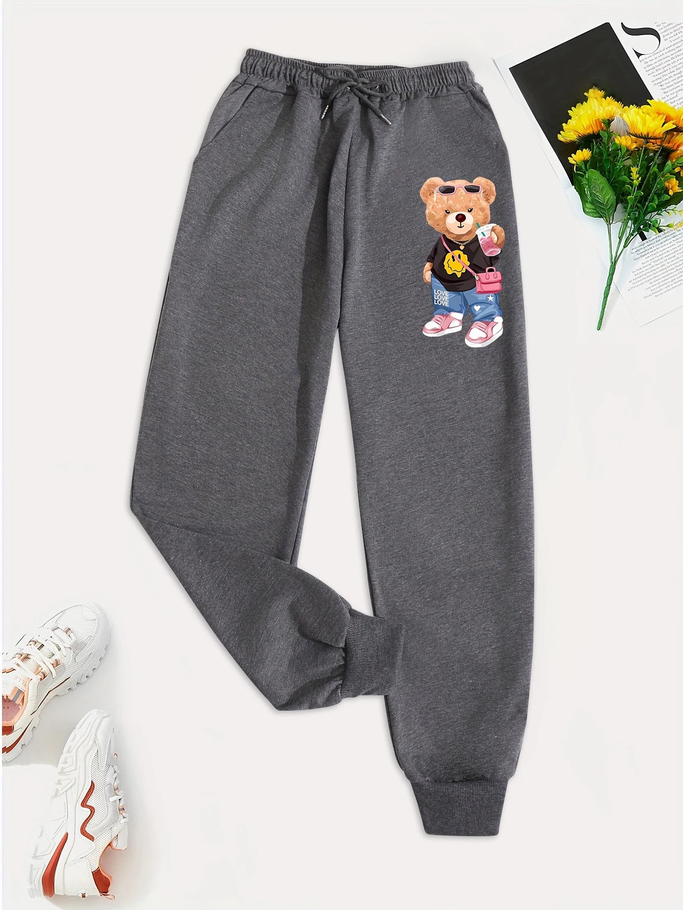 Loose fashion drawstring pockets sweatpants