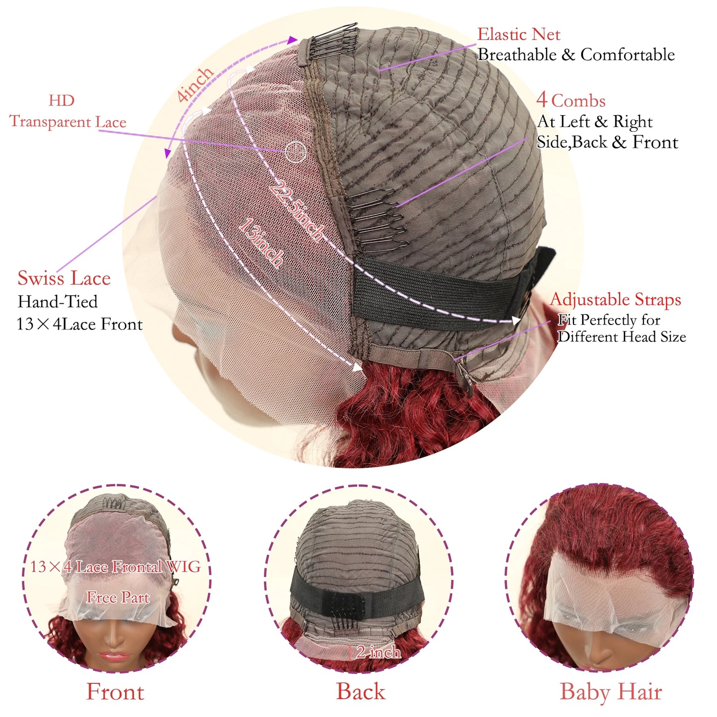 14inch water wave 13x4 bob wig