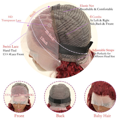 14inch water wave 13x4 bob wig