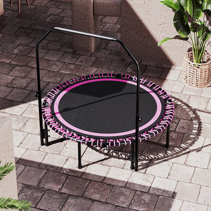 Foldable round trampoline with adjustable u-handle bar
