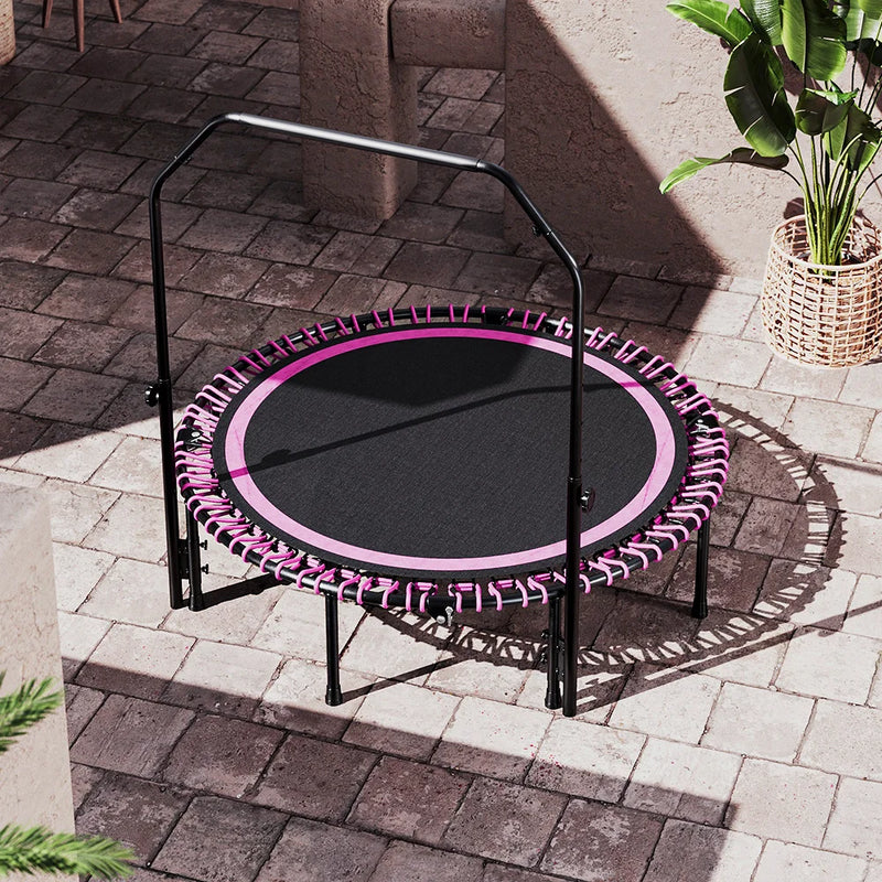 Foldable Round Trampoline with Adjustable U-Handle Bar