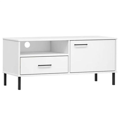Modern white pine tv cabinet with metal legs
