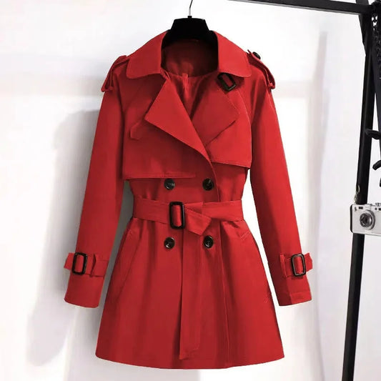 Elegant ladies windbreaker double breasted coat