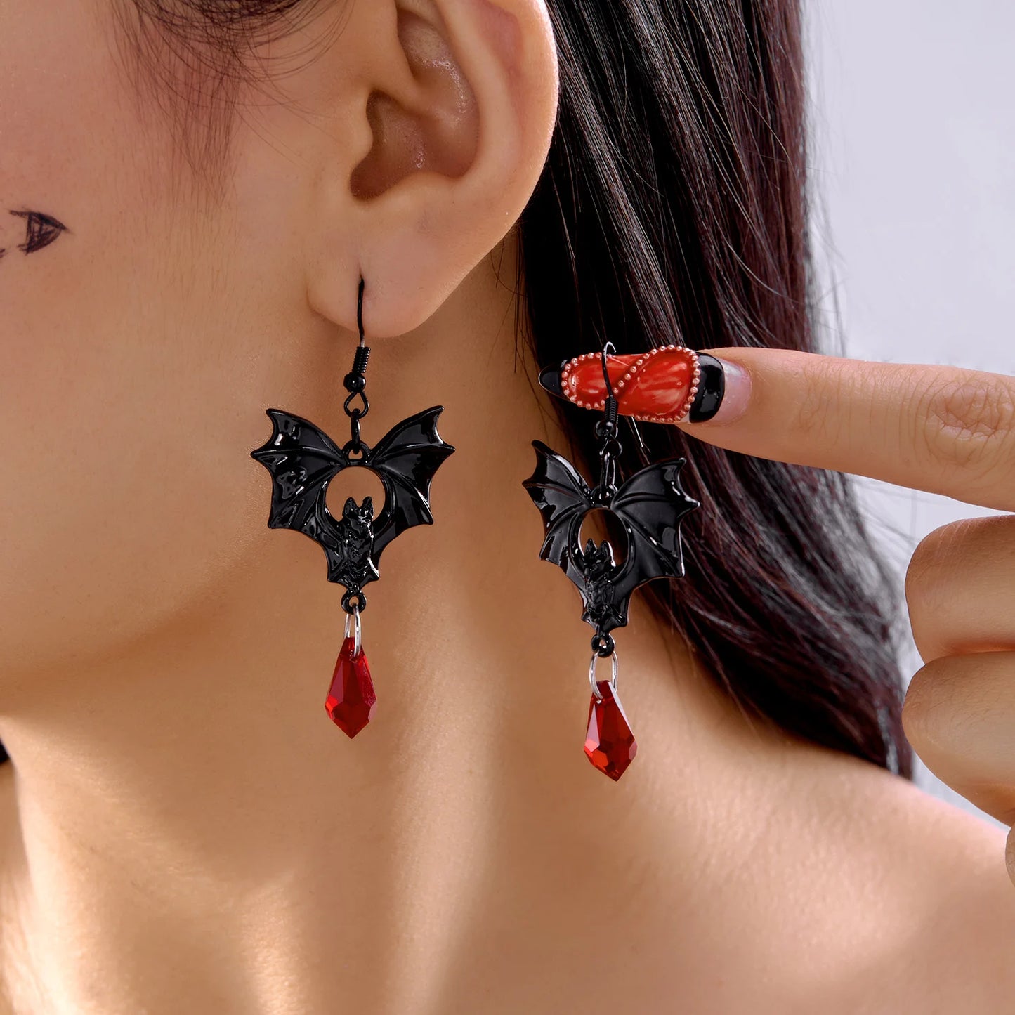 Gothic Vampire Bat Halloween Pendant Earring