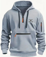 Zipper Design Solid Color Hoodie Top