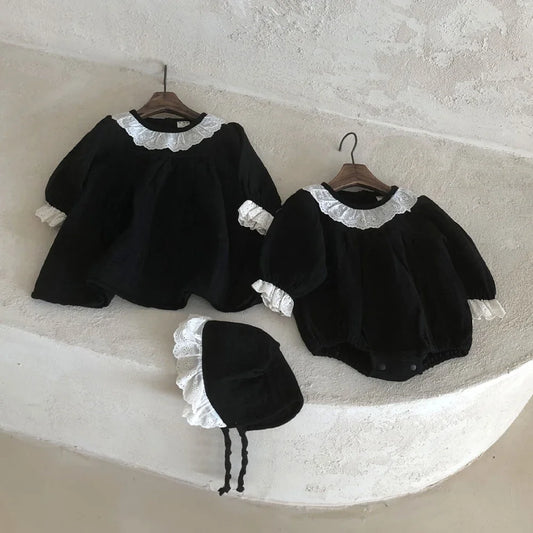 Lace cotton long sleeve princess dress