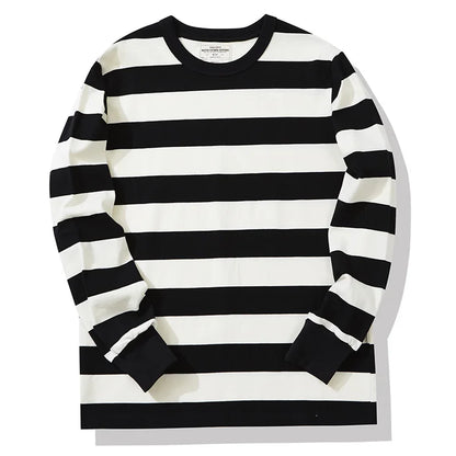 Polyester vintage striped long sleeve t-shirt