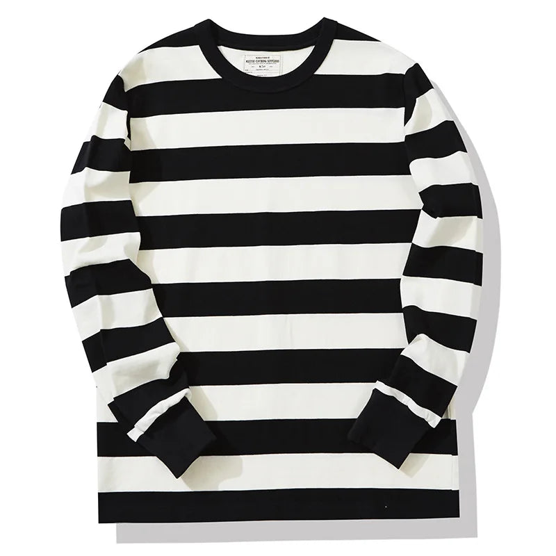 Polyester Vintage Striped Long Sleeve T-Shirt