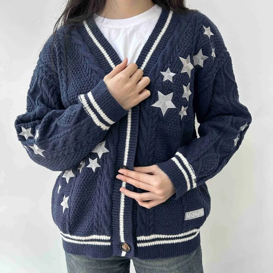 Midnight cardigan v-neck knitted sweater